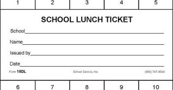 18DL - Large 10 Punch School Lunch Ticket
